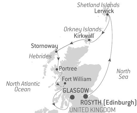 Map for Shetland, Orkney & Hebrides - Luxury Scotland Cruise