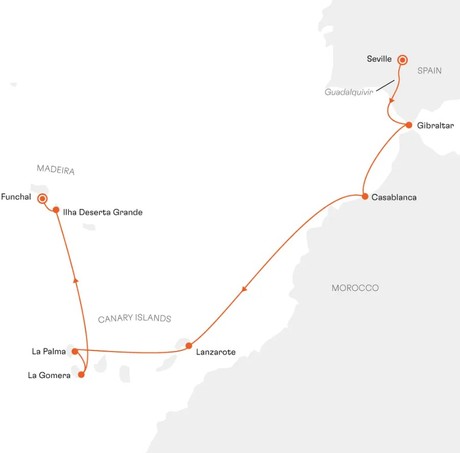 Map for Short Cruise Gibraltar, Morocco and Madeira