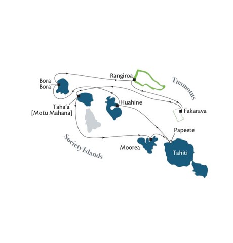 Map for Society Islands & Tuamotus aboard Paul Gauguin