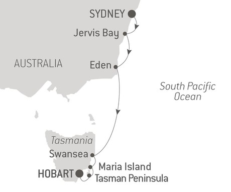Map for Treasures of the South Australian Coast and Tasmania