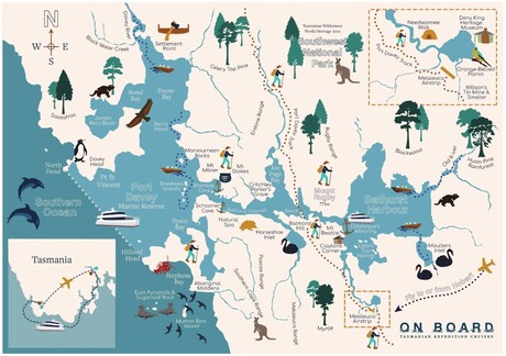 Map for South Coast Tasmania Cruise