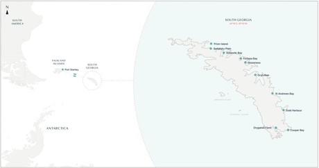 Map for South Georgia Micro Cruise