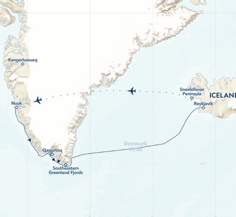 Map for South Greenland Exploration: Fjords, Waterfalls and Fishing Villages