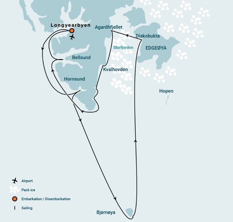 Map for South Spitsbergen Explorer - Bear Island Expedition