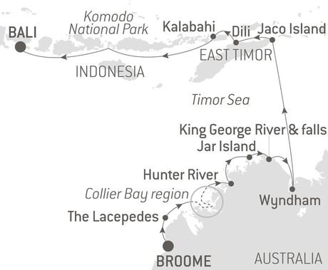 Map for Wild Landscapes of Kimberley & South-East Asia