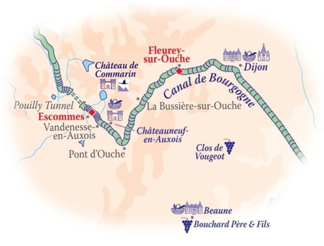 Map for Southern Burgundy Cruise aboard L'impressionniste