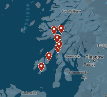 Map for Scotland's Southern Hebridean Wild Isles: Islay, Jura, Luing and Shuna