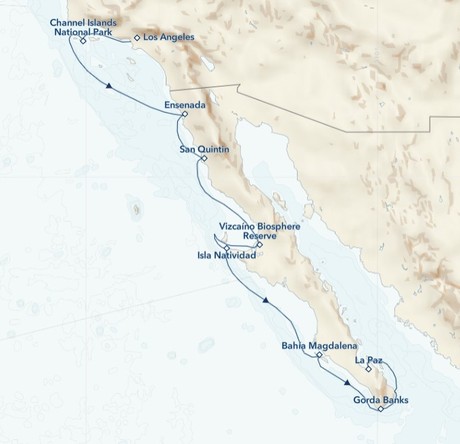 Map for A Southern Migration: From the Channel Islands to Baja California