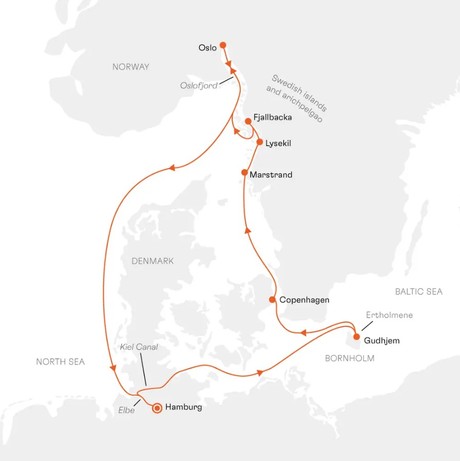 Map for Expedition Southern Scandinavia: Maritime Course through the Archipelago
