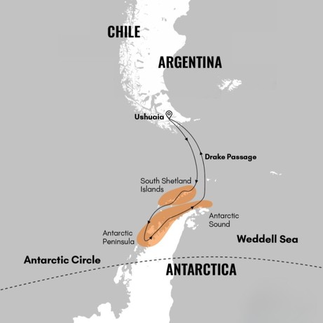Map for Spirit of Terra Nova - Antarctica Cruise