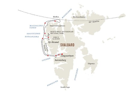 Map for The Spitsbergen Adventurer - From Sunday to Friday