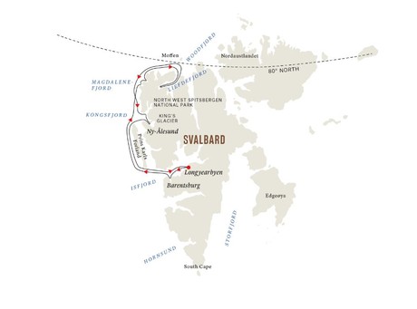 Map for The Spitsbergen Adventurer - From Wednesday to Monday