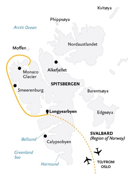 Map for Spitsbergen Highlights: Expedition in Brief