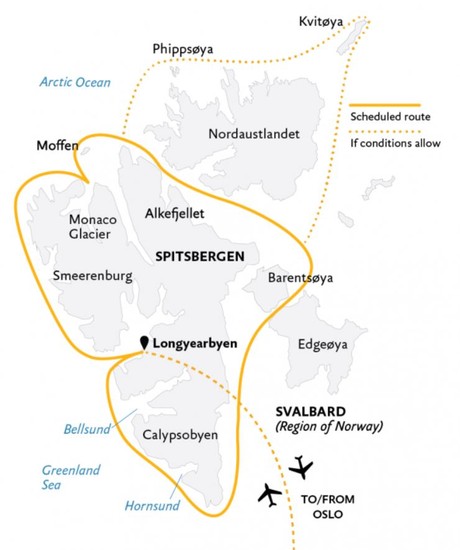 Map for Spitsbergen In Depth: Big Islands, Big Adventure
