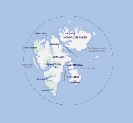 Map for Svalbard Odyssey from Longyearbyen