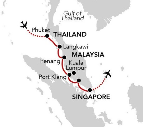 Map for Splendours of Southeast Asia - A Voyage from Phuket to Singapore