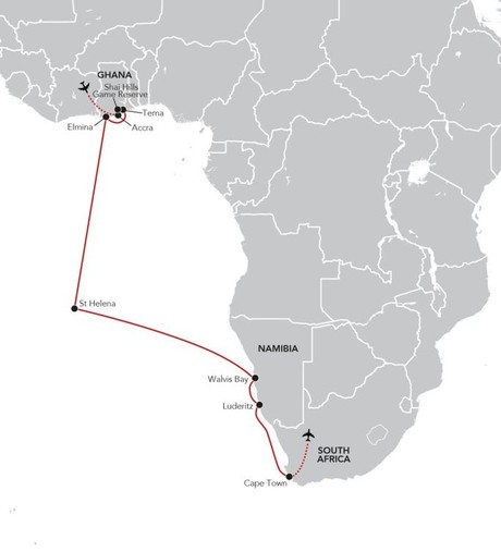 Map for St Helena & Beyond - A Voyage from Accra to Cape Town over Christmas & New Year