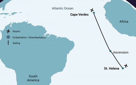 Map for St. Helena to Cape Verde aboard Hondius