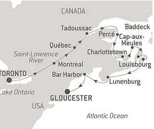 Map for Symphony on the St. Lawrence: From Québec to the Canadian Maritimes – with Smithsonian Journeys