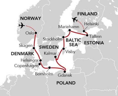 Map for Summer in the Baltic Small Ship Cruise