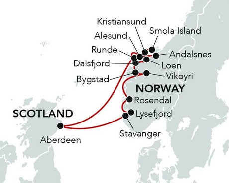 Map for Summer in the Islands & Fjords of Norway - A Voyage from Aberdeen to the Norwegian Coast