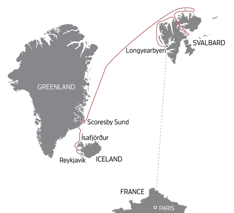 Map for Svalbard, Greenland & Iceland Arctic Islands: A 15-Day High Arctic Expedition Cruise Exploring Svalbard, Greenland & Iceland