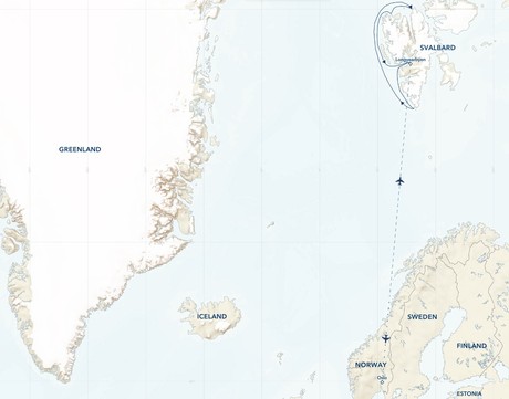 Map for Svalbard in Spring Expedition: Polar Bears, Arctic Light & Epic Ice