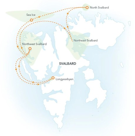 Map for Svalbard: North to the Midnight Sun Expedition