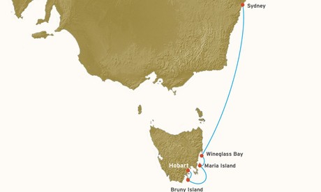 Map for Chase the Race: Sydney to Hobart aboard Coral Discoverer