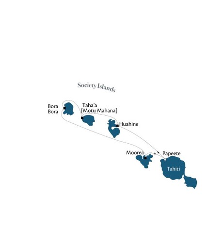 Map for Tahiti & the Society Islands aboard Luxury Paul Gauguin