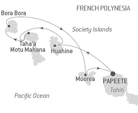 Map for Tahiti & the Society Islands - French Polynesia Luxury Cruise aboard Paul Gauguin