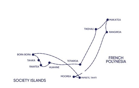 Map for Tahiti, the Society and Tuamotu Islands - 11 or 12 Day Cruise