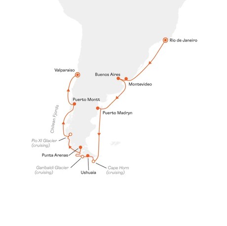 Map for The Temperament of South America Luxury Cruise