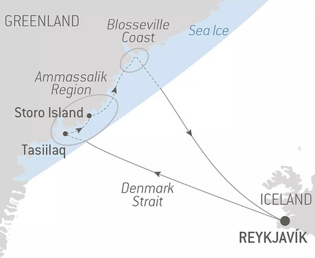Map for Inuit Spring of Ammassalik - Greenland Luxury Expedition