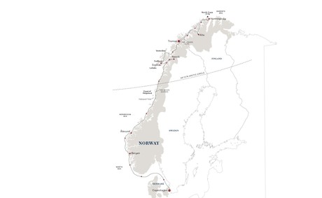 Map for The Arctic Line - North - Norway & Denmark Expedition Cruise