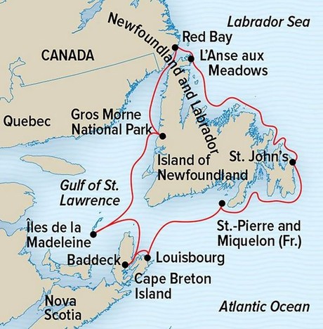 Map for The Canadian Maritimes and Newfoundland