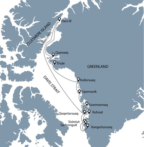 Map for The Far North, Thule and Hans Island