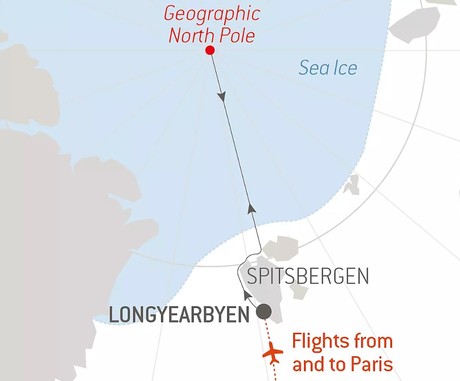 Map for The Geographic North Pole aboard Brand New Hybrid-Electric Polar Ship