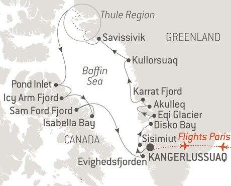 Map for Expedition to the Thule Region with Ponant