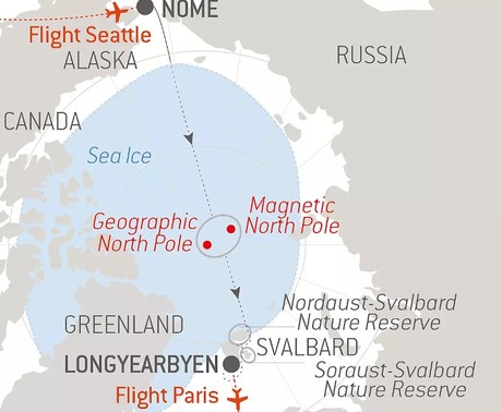 Map for Transarctic, the Quest for the Two North Poles