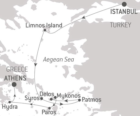 Map for Treasures of the Aegean Sea with Ponant