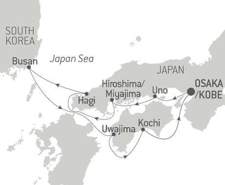 Map for Secular Treasures in the Land of the Rising Sun - Japan Luxury Cruise