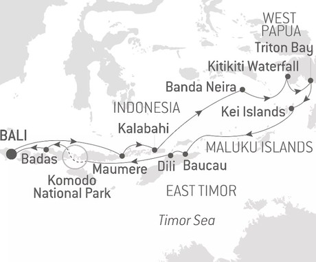 Map for Island Treasures of Indonesia & East Timor - 16 Days from Bali