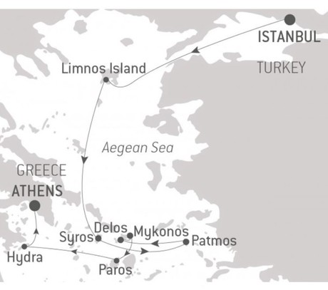 Map for Treasures of the Aegean Sea with Ponant