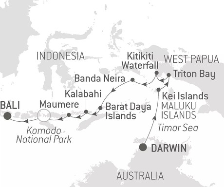Map for Tropical Indonesian Odyssey aboard Le Laperouse