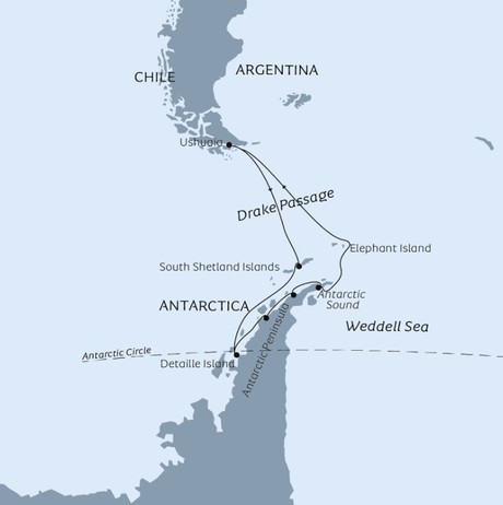 Map for The Ultimate Antarctica Experience