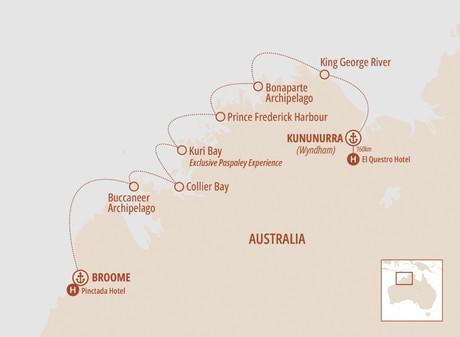 Map for Paspaley’s Ultimate Kimberley Experience