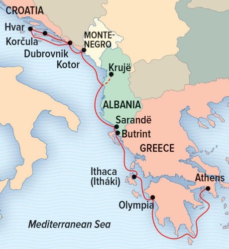 Map for Under Sail: Greece to the Dalmatian Coast Aboard Sea Cloud