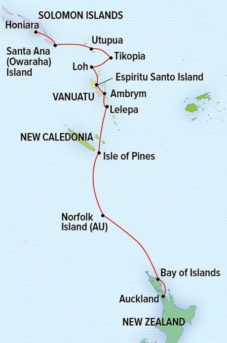 Map for Under the Southern Cross: New Zealand to Melanesia
