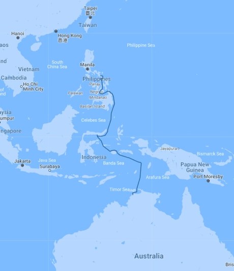 Map for Undiscovered Philippines & Indonesia: Cruising Islands of the Philippines & Indonesia, Manila to Darwin